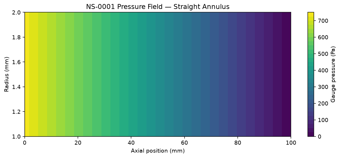 Numerical pressure field in the annular domain